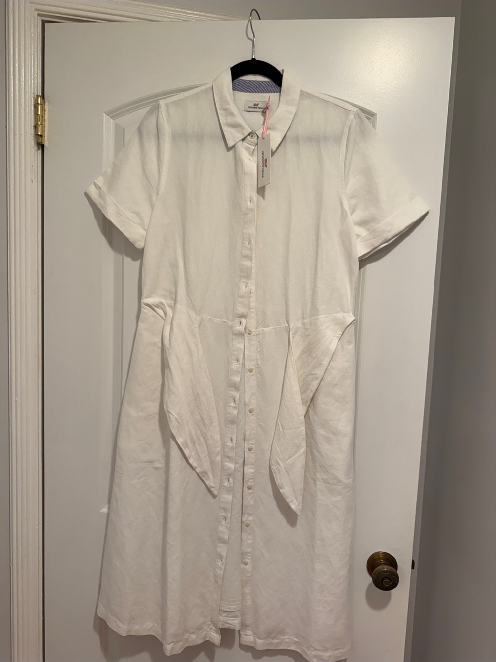 Vineyard Vines White Button-Front Midi Dress